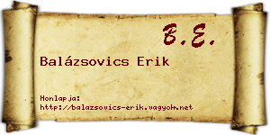 Balázsovics Erik névjegykártya